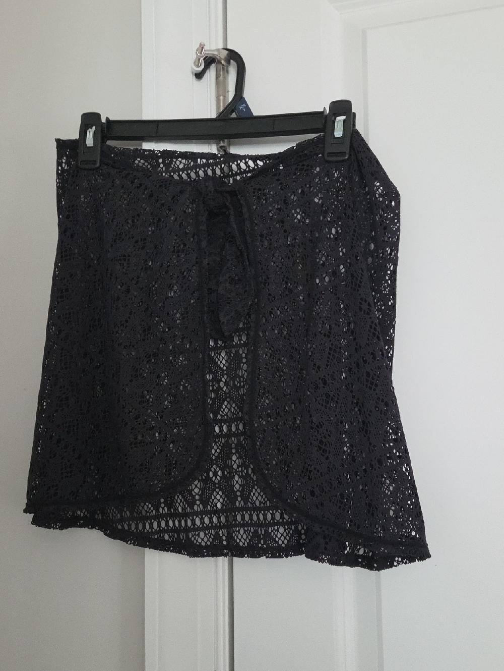 Time and Tru Black Crochet Tie-Front Cover-Up